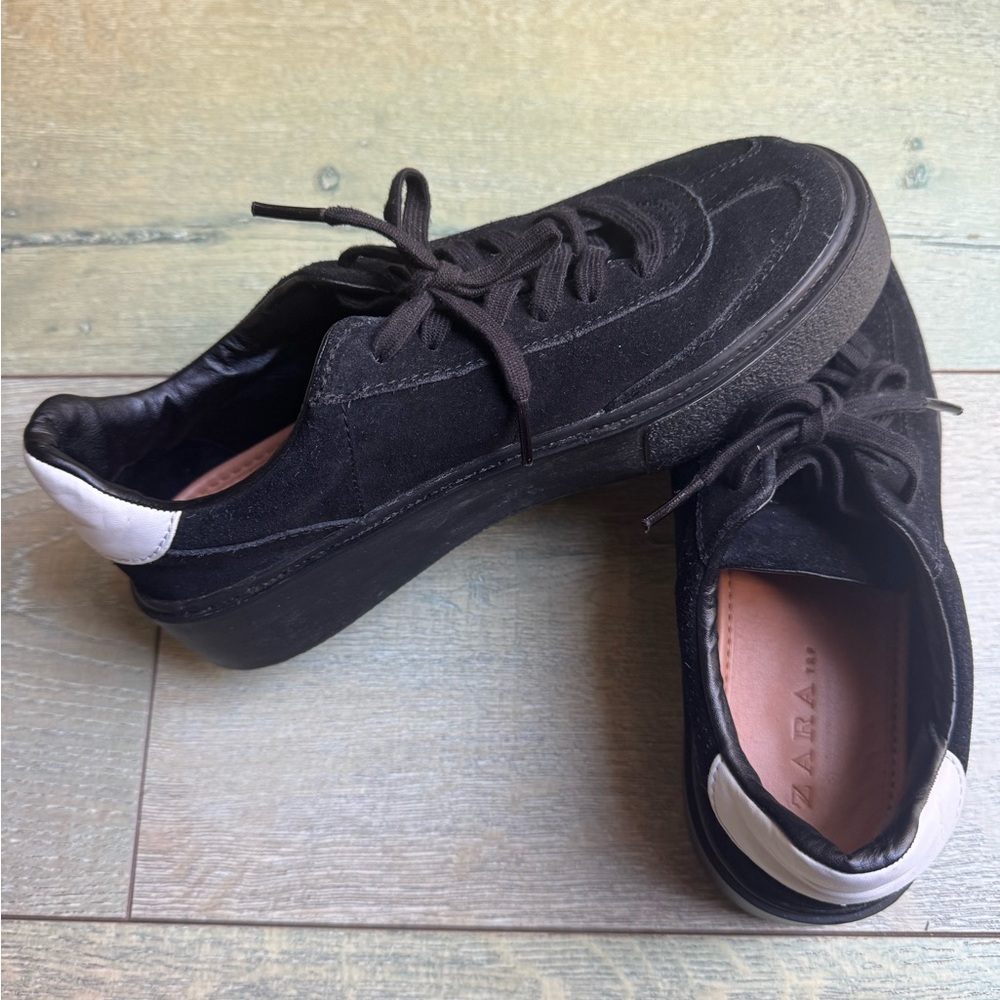Zara Black Suede Sneakers EUC